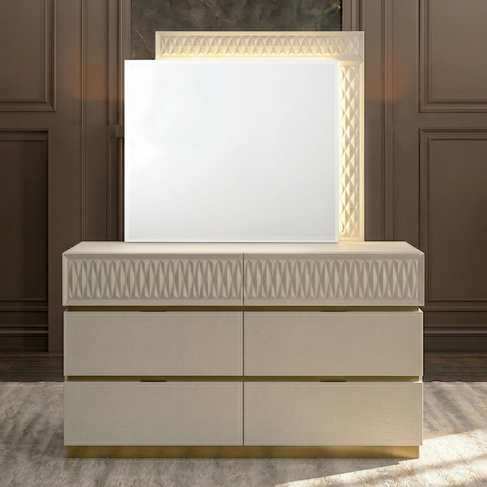 Stanley - 6 Drawer Dresser With Crocodile Texture (Mirror Not Included) - Gray