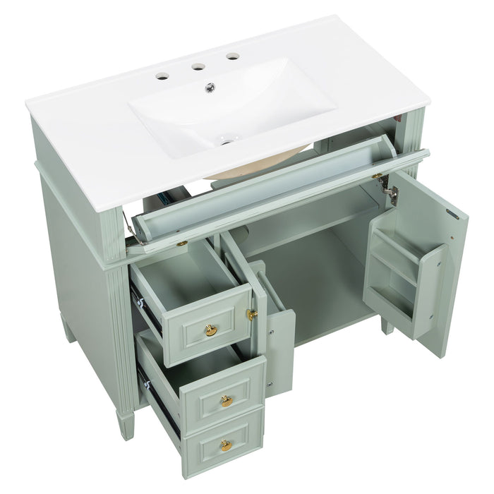 Bathroom Vanity With Sink, 3 Drawers & 2 Soft-Close Doors