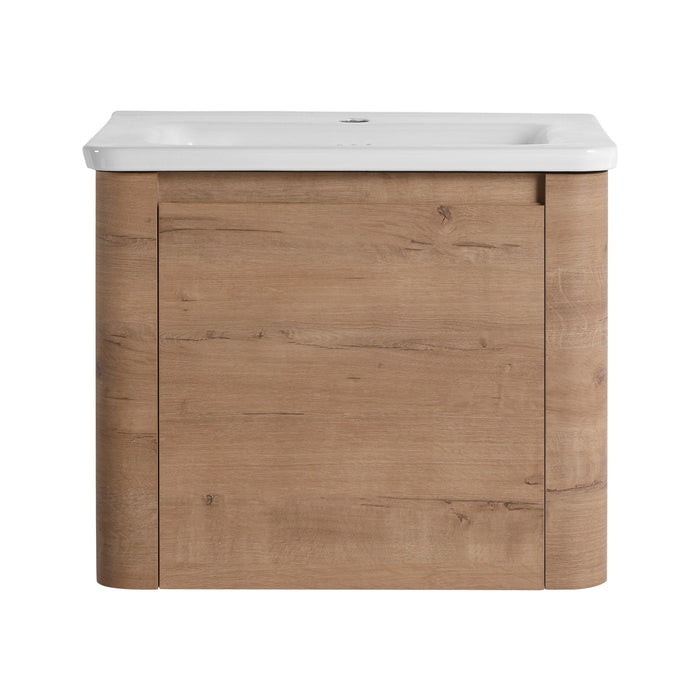 Wall Mounted Bathroom Vanity With Sink, Storage Shelves & Soft Close Door