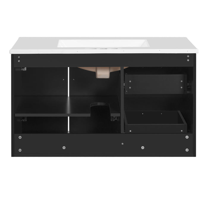 Wall Mounted Bathroom Vanity & Sink, 2 Drawers