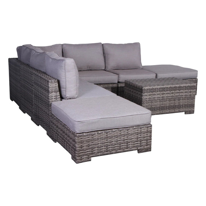 Outdoor 6 Person Wicker Seating Group With Cushions - Gray Mix