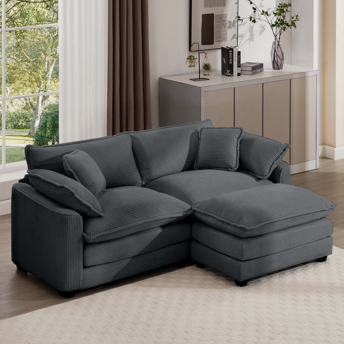 Modular Oversized Cushion Sofa With Ottoman, Low Back, Deep Seating Sofa Set