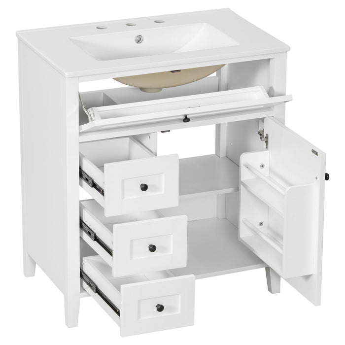 Modern Bathroom Vanity With Sink, 3 Drawers And Adjustable Shelf