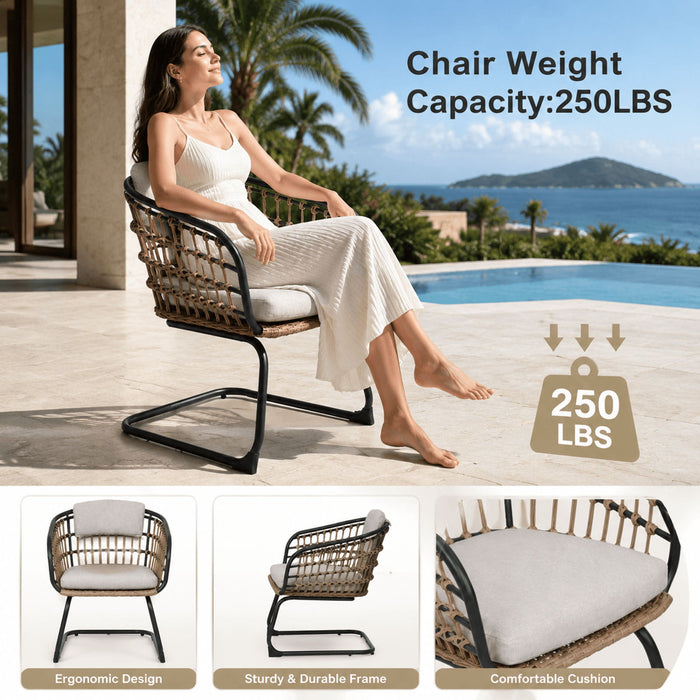 Patio Dining Chairs For Garden (Set of 2) - Beige