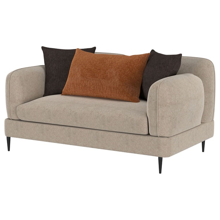 Repley - Upholstered Sculpted Track Arm Loveseat - Beige