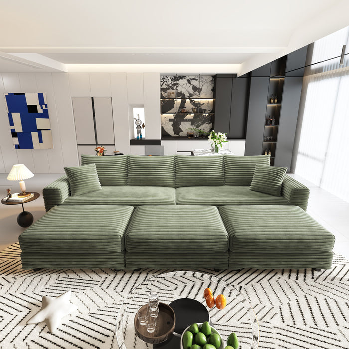 Convertible Deep Seat Sofa With Soft Pillows And Ottomans