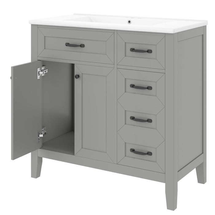 Modern Bathroom Vanity With Sink, Freestanding Design With Drawers And Doors