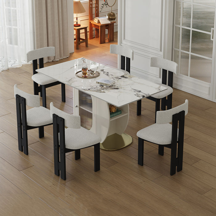 Modern Dining Table Set With Storage, Includes Chairs