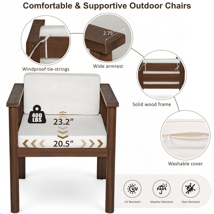 Rustic Patio Dining Set For 6 With Removable Cushions