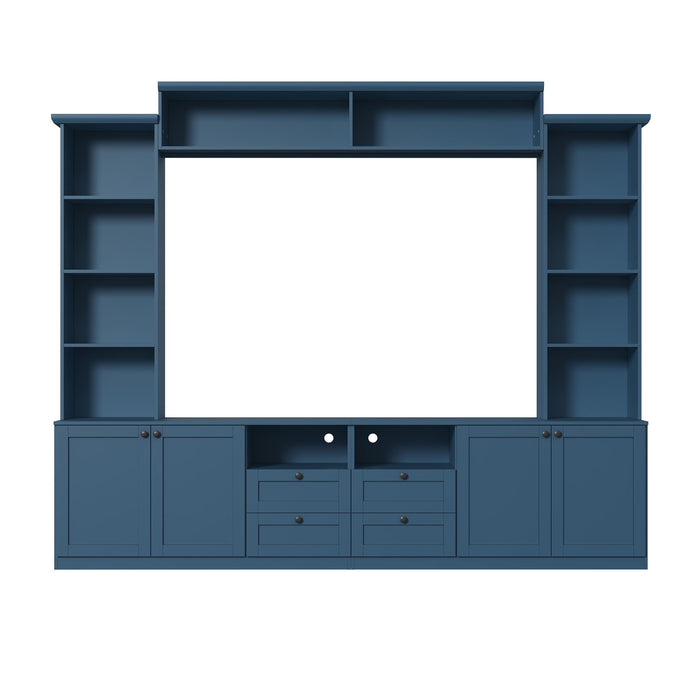 Farmhouse Elegant Entertainment Center Wall Unit With 4 Drawers