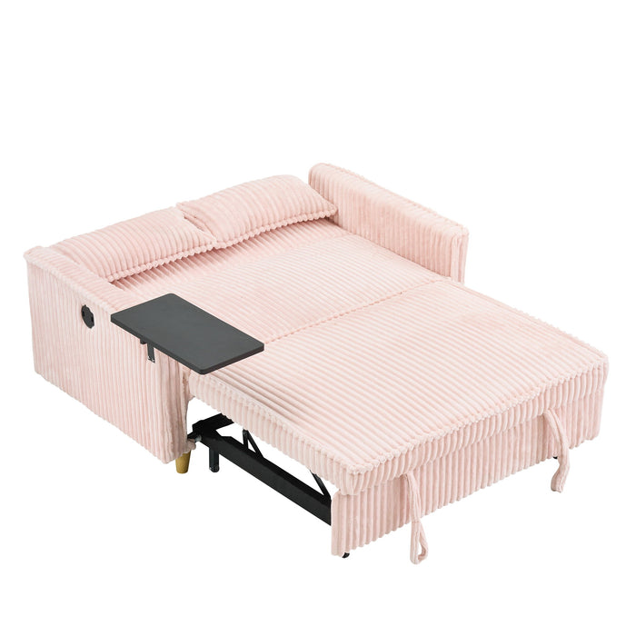 Pull Out Sofa With Movable Tabletop And USB Ports