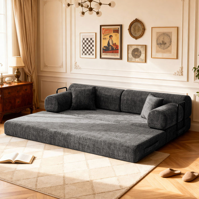 Modern 2 Tone Fabric Convertible Sleeper Sofa Bed