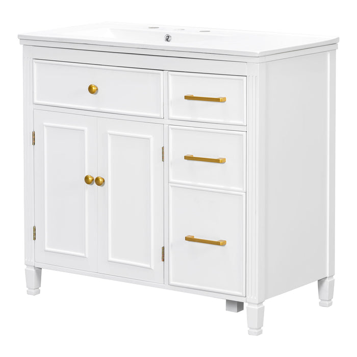 Bathroom Vanity With Sink Top, 3 Soft Closing Drawers