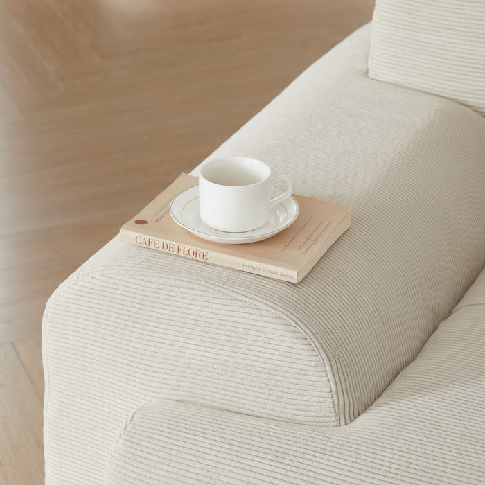 L Shaped Modular Sectional Sofa Corduroy And Movable Ottoman