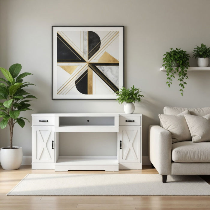 TV Stand With Adjustable Shelves & Double Doors