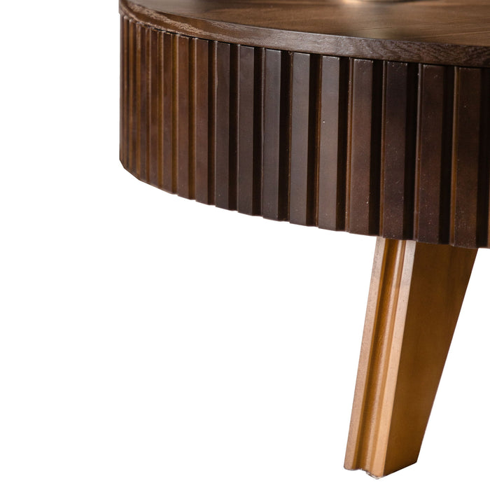 Round Retro Coffee With Solid Wood Legs