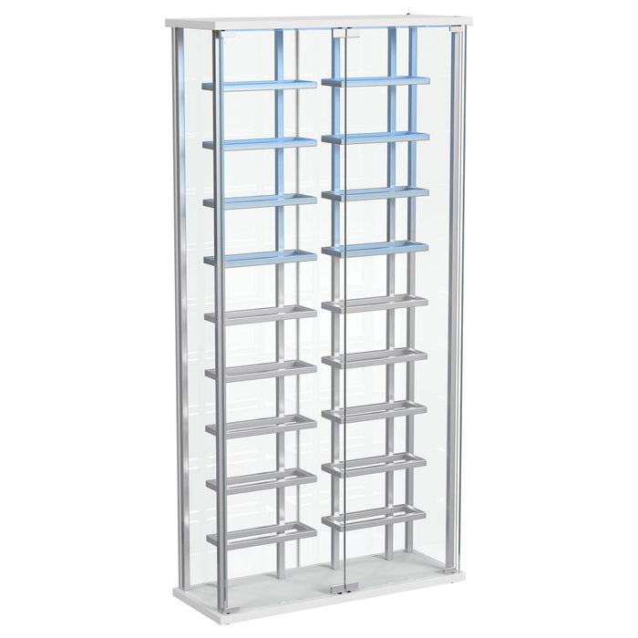 Wine Storage LED Curio Cabinet - Chrome