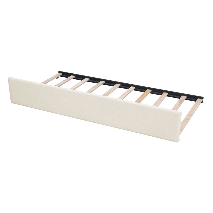 Upholstered Platform Bed With Trundle & Drawers