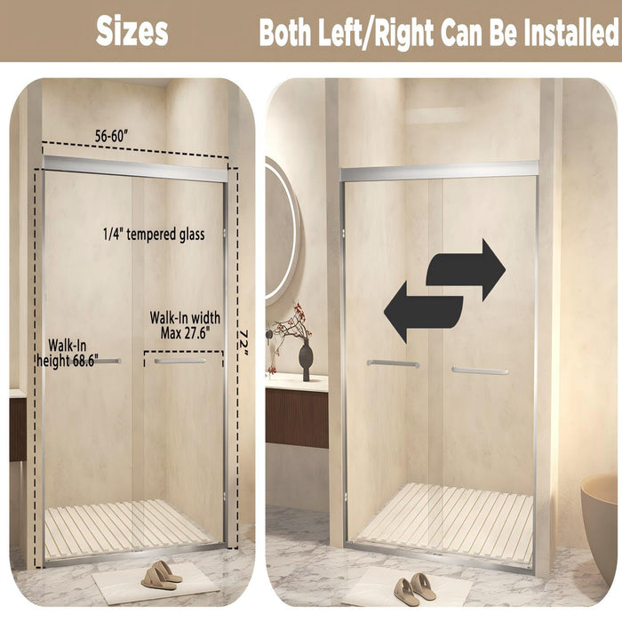 Double Sliding Shower Door With Explosion Proof Film