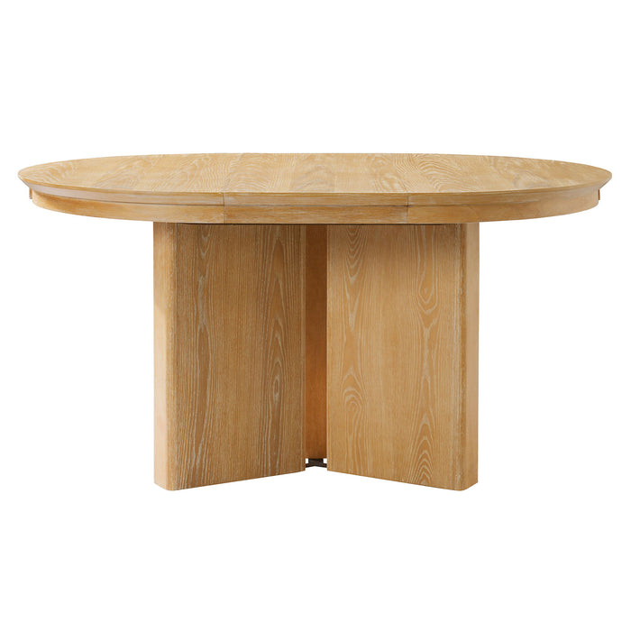 Farmhouse Oval Extendable Dining Table With Pedestal Base