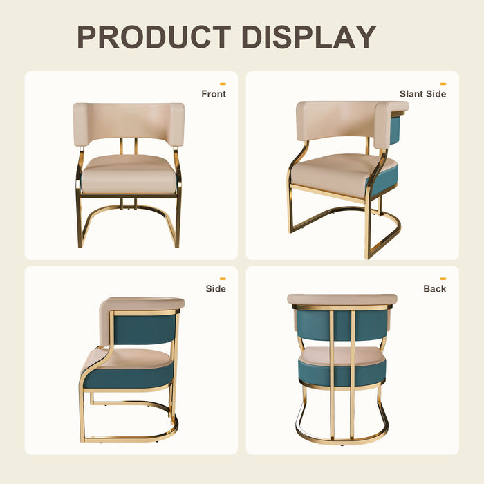 Dining Chairs Ergonomic Curved Backres (Set of 2) - Blue / Neutral