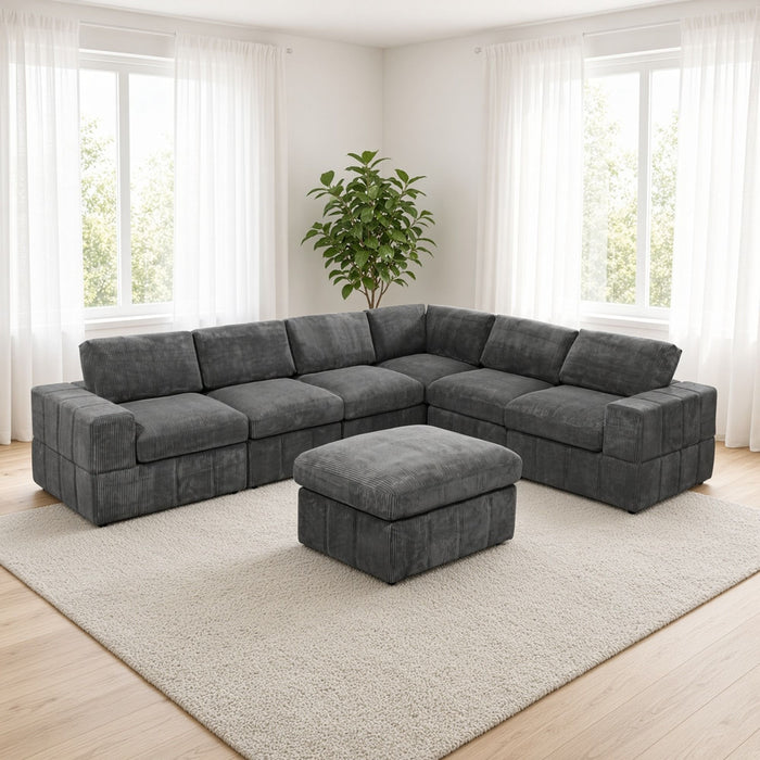 Oversized Ottoman Footrest Extra Seat Living Room - Dark Gray