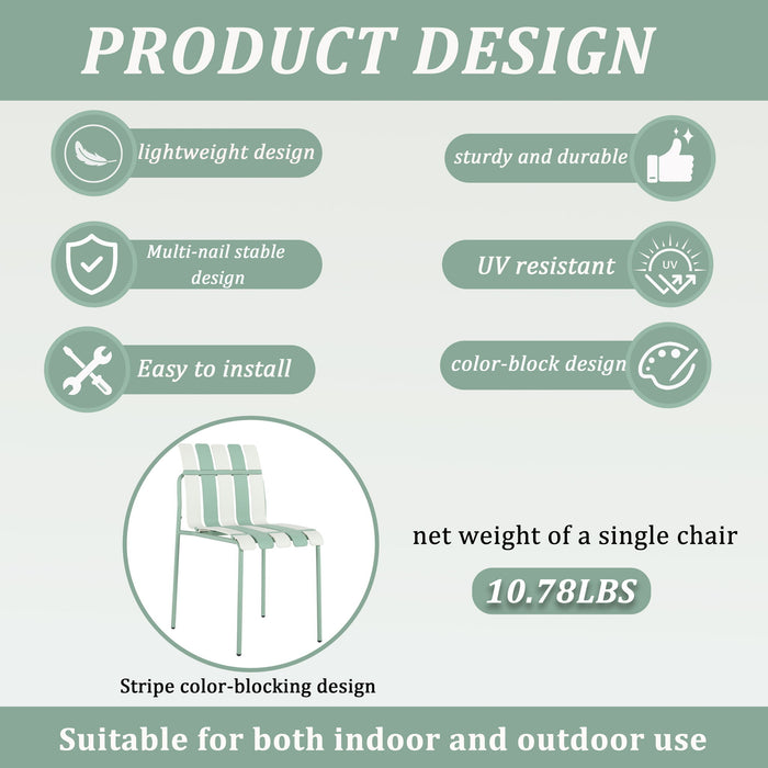 4 Piece Set Of Modern Color Block Designed Single Chairs With Long Table