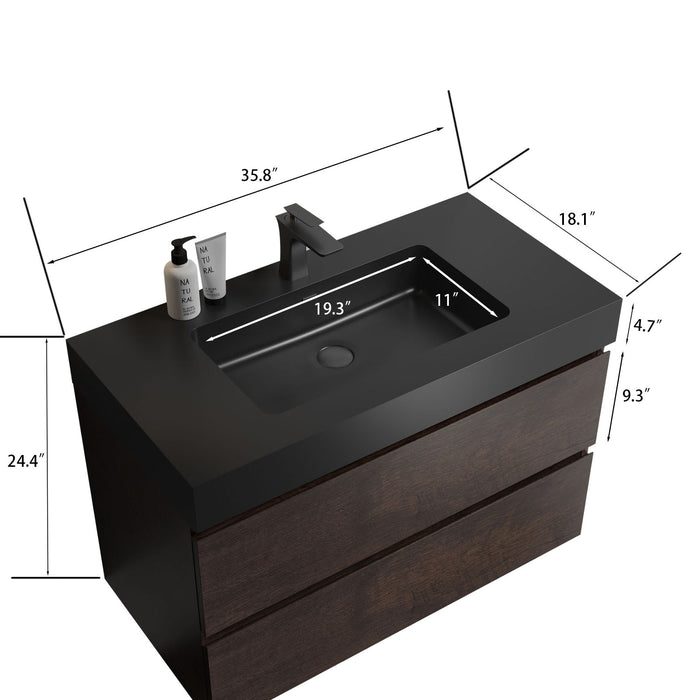 Alice - Bathroom Vanity Wall Mounted With Sink, Large Storage Floating Bathroom Vanity For Modern Bathroom, One-Piece Sink Basin Without Drain And Faucet