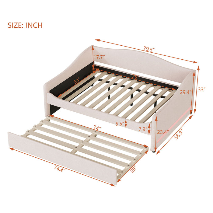 Upholstered Daybed With Light And Trundle