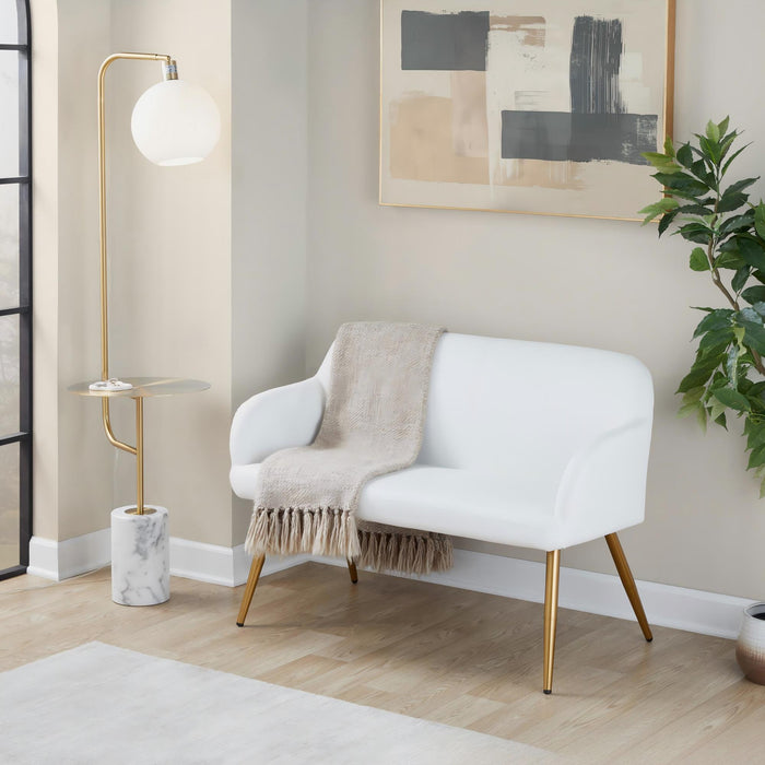 Symbol - Contemporary / Glam Floor Lamp Side Table - White Marble