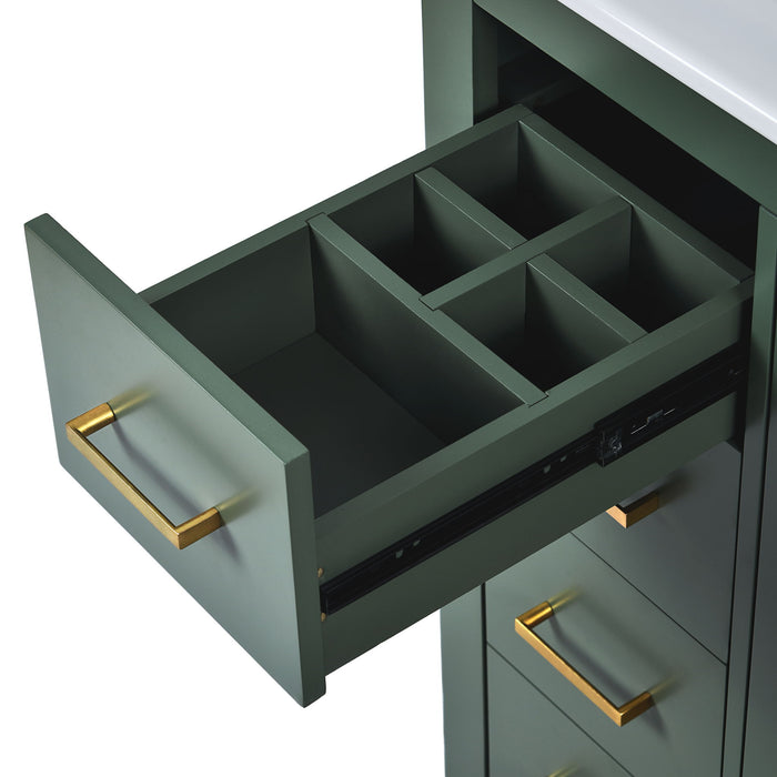 Ceramic Sink Combo, Freestanding Vanity Set With 3 Drawers & Soft Closing Doors