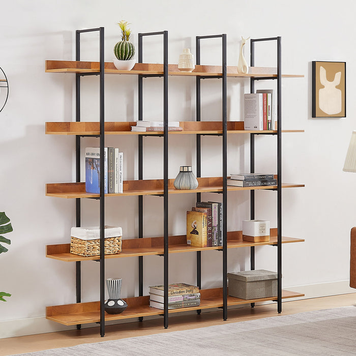 Vintage Industrial 5 Tier Open Bookcase