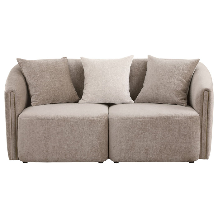 Silvana - Upholstered Rolled Loveseat With Curved Back And Foam Cushions - Beige