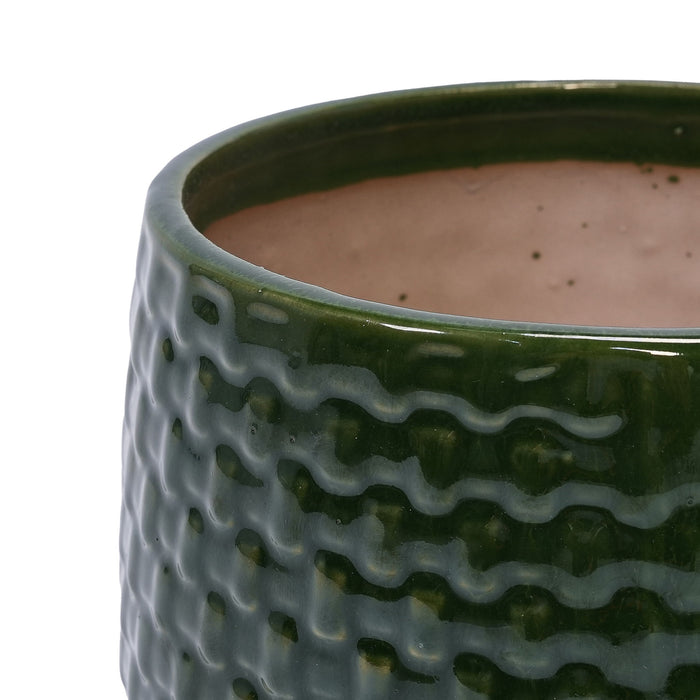 3 Pieces Flowerpot, Planter For Patio, Garden Or Windowsills - Dark Green