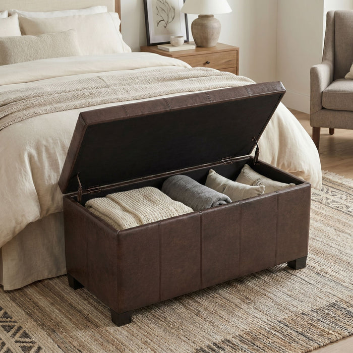 Dover - Storage Ottoman Bench - Distressed Brown
