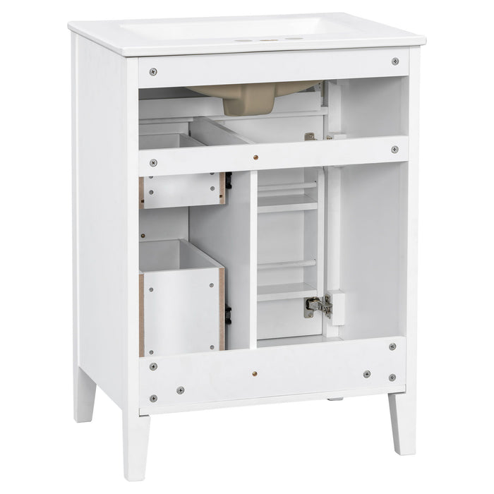 Bathroom Vanity With Sink, 3 Drawers & Cabinet With 2 Tier Door Storage Rack, Soft Close Doors & Drawers