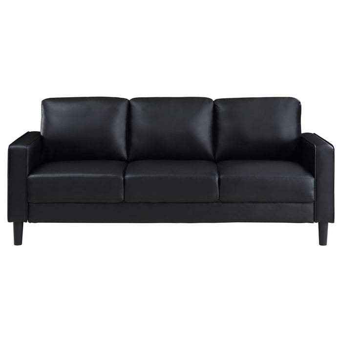 Weld 3 Piece Upholstered Track Arm Sofa Set - Black