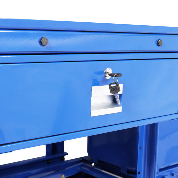 Mobile Tear Down Table With 3.5 Gallon Part Washer And 110V Pump - Blue
