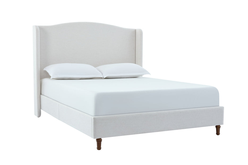 Hannah - Upholstered Wingback Bed Size / Tall Headboard Upholstered King Bed / Premium Textured Look / Minimalist Designs / No Box Spring Needed