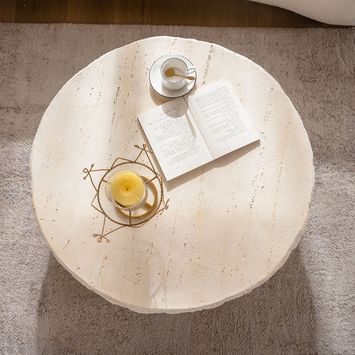 Round Coffee Table & Smooth Texture For Living Room - Light Beige