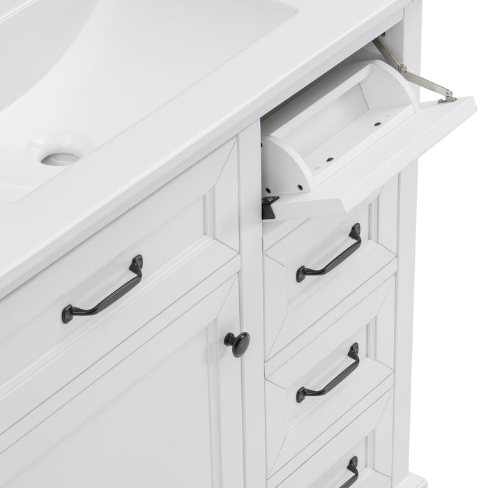 36" Bathroom Vanity With Sink, 2 Tip Out Drawers, Soft Close Hinges