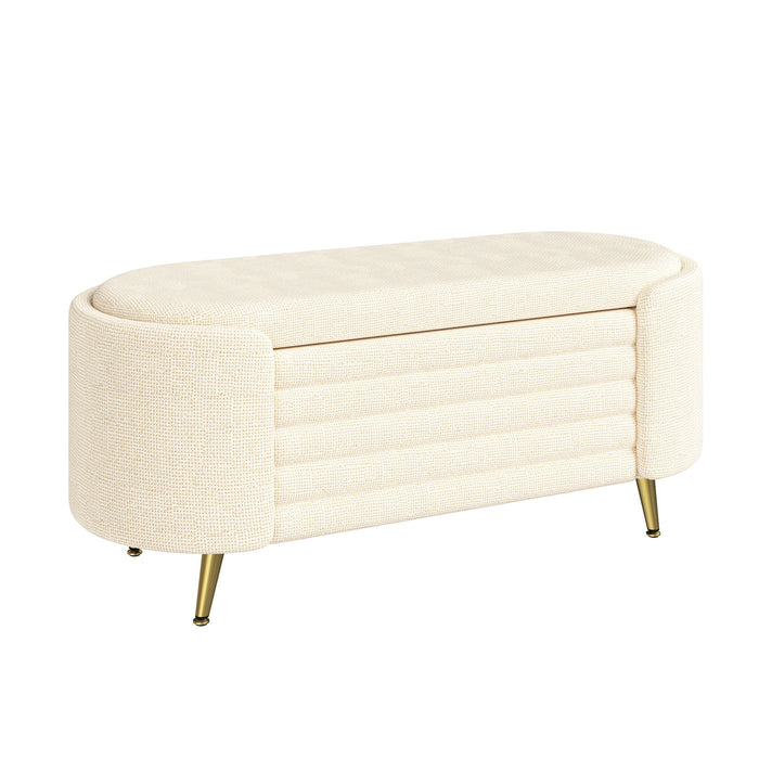 Modern Oval Storage Ottoman With Upholstery
