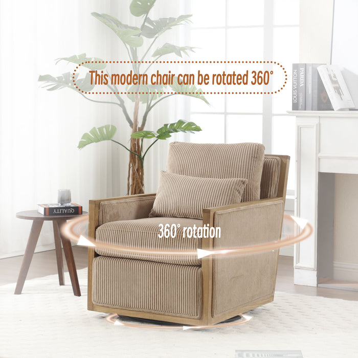 Comfy Accent Barrel Chair, 360 Degree Swivel