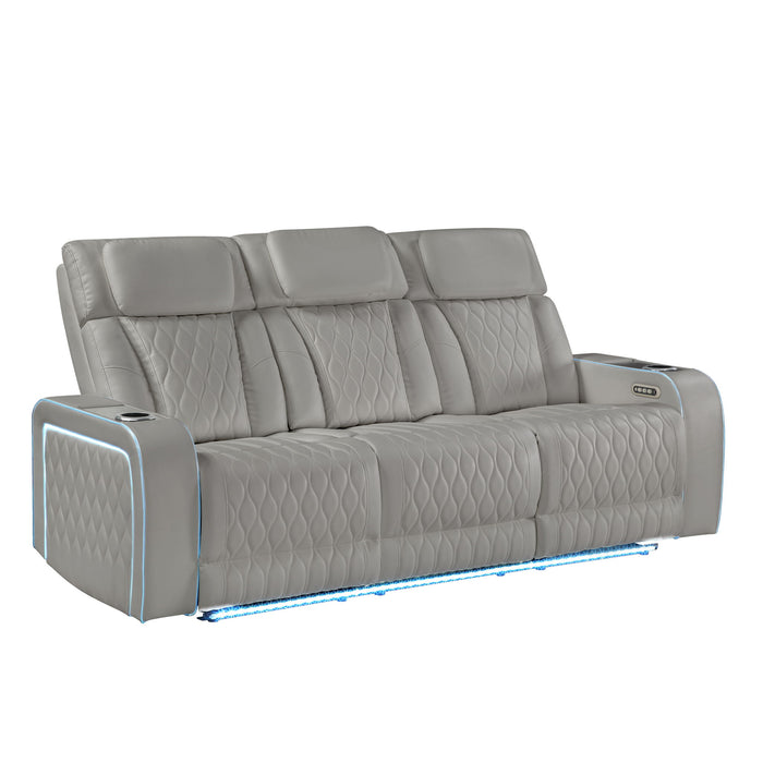 Electra - 3 Piece Power Reclining Sofa, Loveseat And Recliner Set With Power Headrests, Massage And LED Lighting