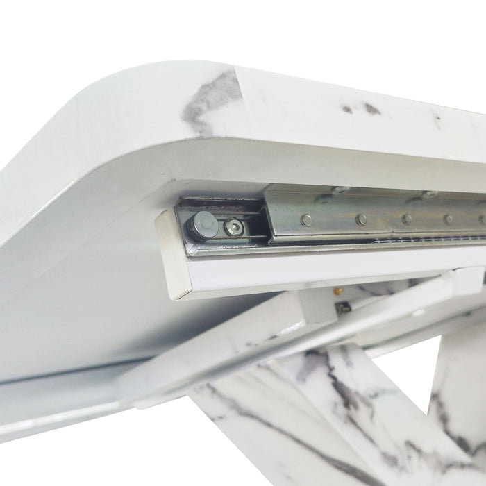 Modern Rectangle Dining Table With Stretchable TopAnd X Shape Legs