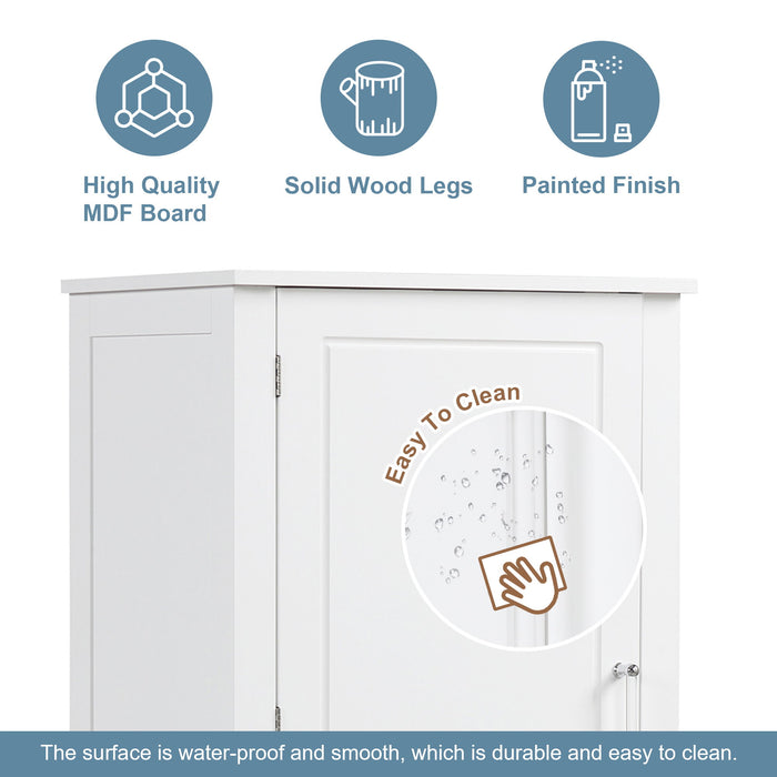 Tall Freestanding Bathroom Storage Cabinet With 2 Drawers And Adjustable Shelf