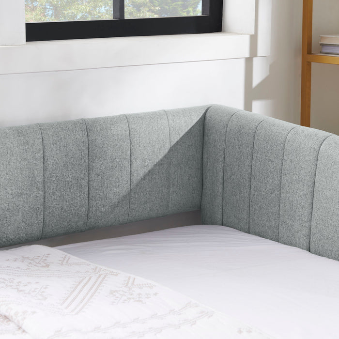Upholstered Daybed With Trundle With Vertical Stripes