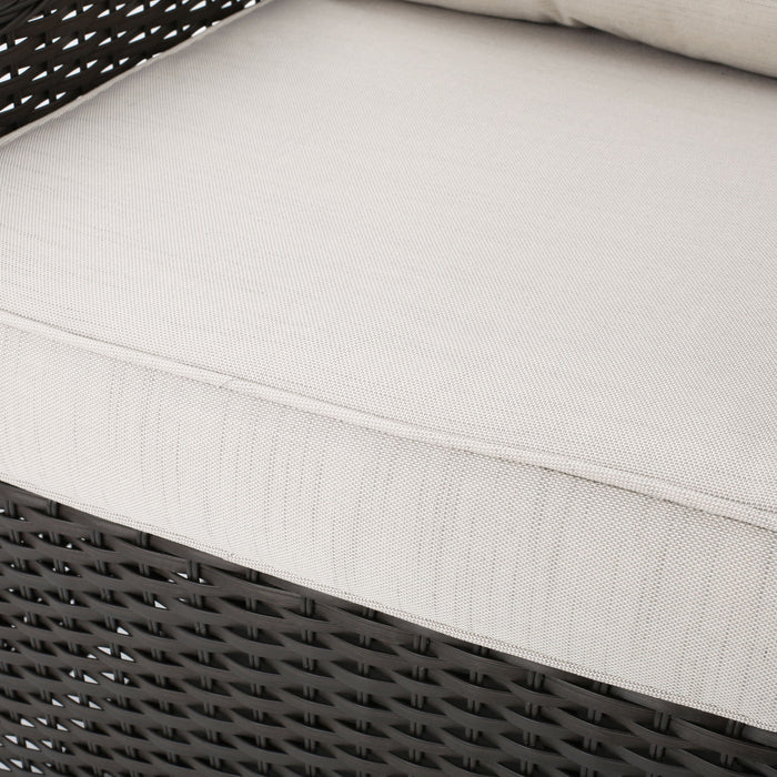 Amaya - Outdoor Swivel Rocker Chair With Water Resistant Cushions - Brown / Beige