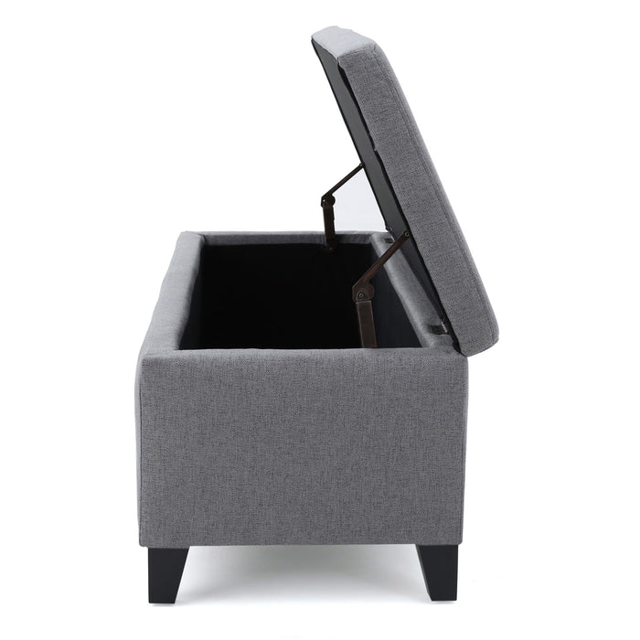 Contemporary Storage Ottoman Bench With Polyester Upholstery