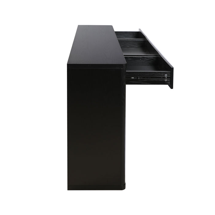 Fluted Console Table With 3 Drawers, Long Sofa Table Behind Couch For Living Room - Black
